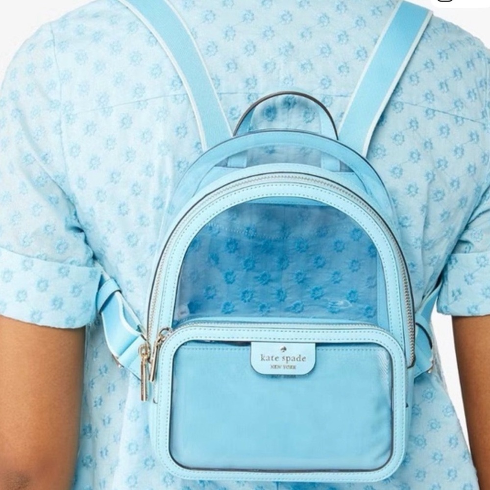 NWT Kate Spade Clare See Through Small Backpack 
Color Blue Agate Multi - Picture 2 of 8